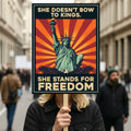Statue of Liberty Protest Sign, Anti-Trump, No Kings In America, Protect Democracy Political Activist Poster, Anti Fascist Rally Sign
