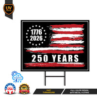 America 250 Anniversary 250 YEARS Protest Yard Sign - Anti-Trump, No Kings In America, Pro Democracy, Resist Fascism Sign with Metal H-Stake