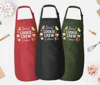 Personalized Christmas Cookie Crew Apron, Adjustable Neck, Full-Length Custom Christmas Kitchen Apron with Pockets, Christmas Mom Gift