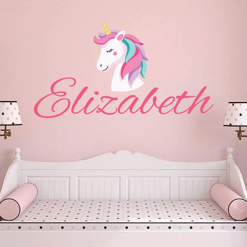 Personalized Name Unicorn Wall Decal Voila Print Inc