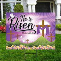 Happy Easter 2024 He is Risen Yard Sign