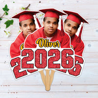 Custom Face Fans With Wooden Handle, Graduation Head, Grad Face Fans, Class of 2026 Head Fans, Graduation Faces on a Stick