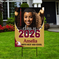 Personalized Graduation Yard Sign 2026 with Photo, Custom College Logo Sign, Class of 2026, Custom Graduation Yard Sign with Metal H-Stake