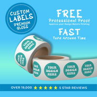 Labels on Roll, Premium Gloss Waterproof Labels
