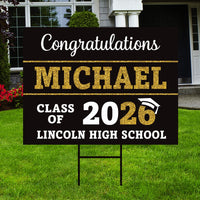 Personalized College Graduation Yard Sign 2026, College Logo Sign, Custom Graduate School College University Yard Sign with Metal H-Stake
