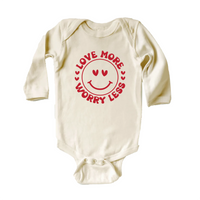 Valentine's Day Baby Shirt, Love More Worry Less Baby Outfit