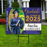 Personalized Graduation Yard Sign 2025 with Photo - Grad Sign, Class of 2025, Custom Graduation 2025 Yard Sign with Metal H-Stake