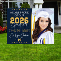 Personalized Graduation Yard Sign 2026 with Photo - Grad Sign, Class of 2026, Custom Graduation 2026 Yard Sign with Metal H-Stake