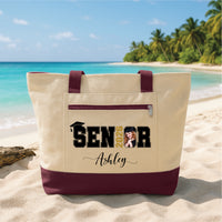 Senior 2026 Personalized Photo Tote Bag with Zipper, Custom Graduation Picture Canvas Bag, Class of 2026 Grad Gift, Senior Name Tote