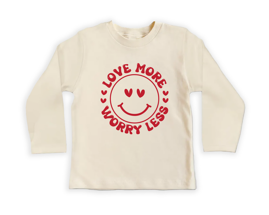 Valentine's Day Baby Shirt, Love More Worry Less Baby Outfit