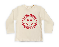 Valentine's Day Baby Shirt, Love More Worry Less Baby Outfit