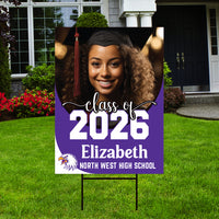 Personalized Graduation Yard Sign 2026 with Photo, Custom College Logo Sign, Class of 2026, Custom Graduation Yard Sign with Metal H-Stake