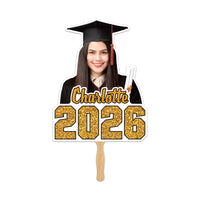Custom Face Fans With Wooden Handle, Graduation Head, Grad Face Fans, Class of 2026 Head Fans, Graduation Faces on a Stick