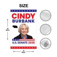 Cindy Burbank For Nebraska Senate 2026 Garden Flag, Double Sided, 2026 Senate Flag, Elections Flag, Republican, Race Red White & Blue Flag