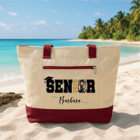 Senior 2026 Personalized Photo Tote Bag with Zipper, Custom Graduation Picture Canvas Bag, Class of 2026 Grad Gift, Senior Name Tote
