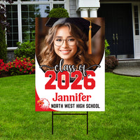 Personalized Graduation Yard Sign 2026 with Photo, Custom College Logo Sign, Class of 2026, Custom Graduation Yard Sign with Metal H-Stake