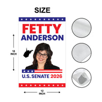 Fetty Anderson For West Virginia Senate 2026 Garden Flag, Double Sided, 2026 Senate Flag, Elections Flag, Race Red White & Blue Flag