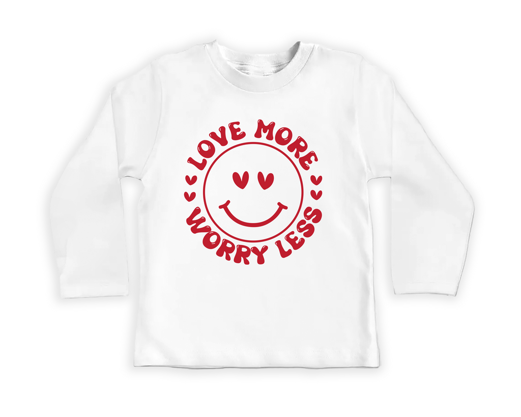 Valentine's Day Baby Shirt, Love More Worry Less Baby Outfit
