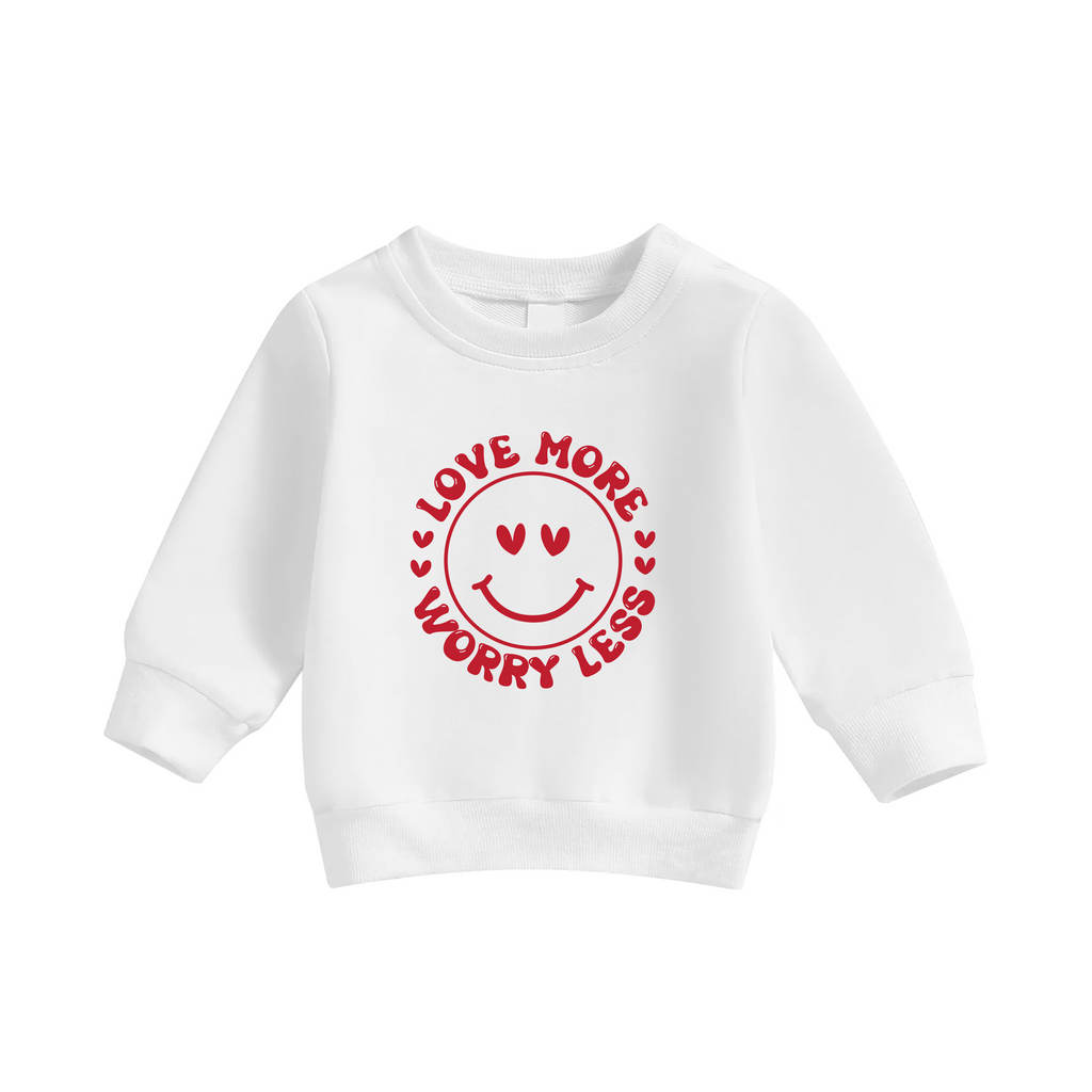 Valentine's Day Baby Shirt, Love More Worry Less Baby Outfit