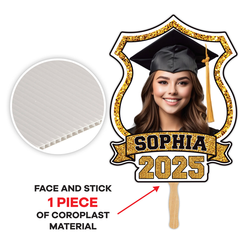 Custom Face Fans With Wooden Handle, Graduation Head, Grad Face Fans, Class of 2025 Head Fans, Graduation Faces on a Stick