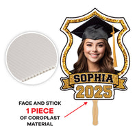 Custom Face Fans With Wooden Handle, Graduation Head, Grad Face Fans, Class of 2025 Head Fans, Graduation Faces on a Stick