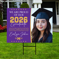 Personalized Graduation Yard Sign 2026 with Photo - Grad Sign, Class of 2026, Custom Graduation 2026 Yard Sign with Metal H-Stake