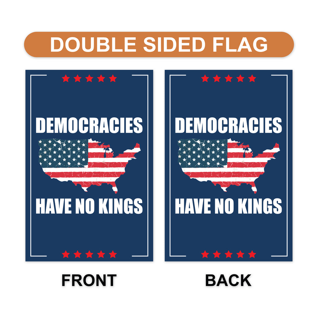 No Kings In America Garden Flag, 12x18 Inch Double Sided, Democracies Have No Kings, Anti-Trump Flag, Resist Racism, Resist Fascism Flag