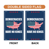 No Kings In America Garden Flag, 12x18 Inch Double Sided, Democracies Have No Kings, Anti-Trump Flag, Resist Racism, Resist Fascism Flag