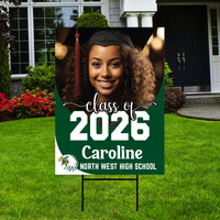 Personalized Graduation Yard Sign 2026 with Photo, Custom College Logo Sign, Class of 2026, Custom Graduation Yard Sign with Metal H-Stake
