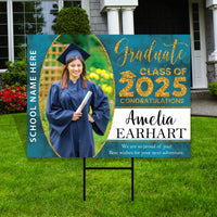 Personalized Graduation Yard Sign 2025 with Photo - Grad Sign, Class of 2025, Custom Graduation 2025 Yard Sign with Metal H-Stake