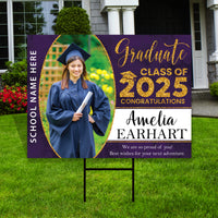 Personalized Graduation Yard Sign 2025 with Photo - Grad Sign, Class of 2025, Custom Graduation 2025 Yard Sign with Metal H-Stake