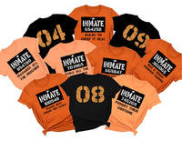 Custom Basketball Softball Halloween Shirt, Inmate Matching Halloween Sport Shirt, Team Halloween Costume Tee with Player Number