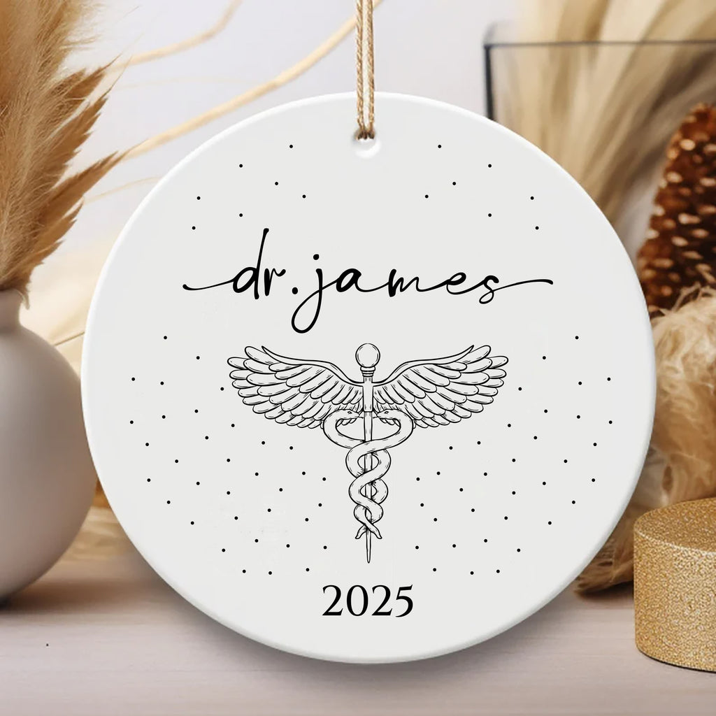 Personalized Doctor Graduation Ornament, New Doctor Ceramic Keepsake, Medical School Grad Gift, Med School Graduate Gift for Her, 2025 Decor