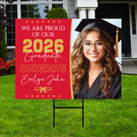 Personalized Graduation Yard Sign 2026 with Photo - Grad Sign, Class of 2026, Custom Graduation 2026 Yard Sign with Metal H-Stake