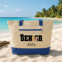 Senior 2026 Personalized Photo Tote Bag with Zipper, Custom Graduation Picture Canvas Bag, Class of 2026 Grad Gift, Senior Name Tote