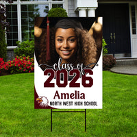 Personalized Graduation Yard Sign 2026 with Photo, Custom College Logo Sign, Class of 2026, Custom Graduation Yard Sign with Metal H-Stake