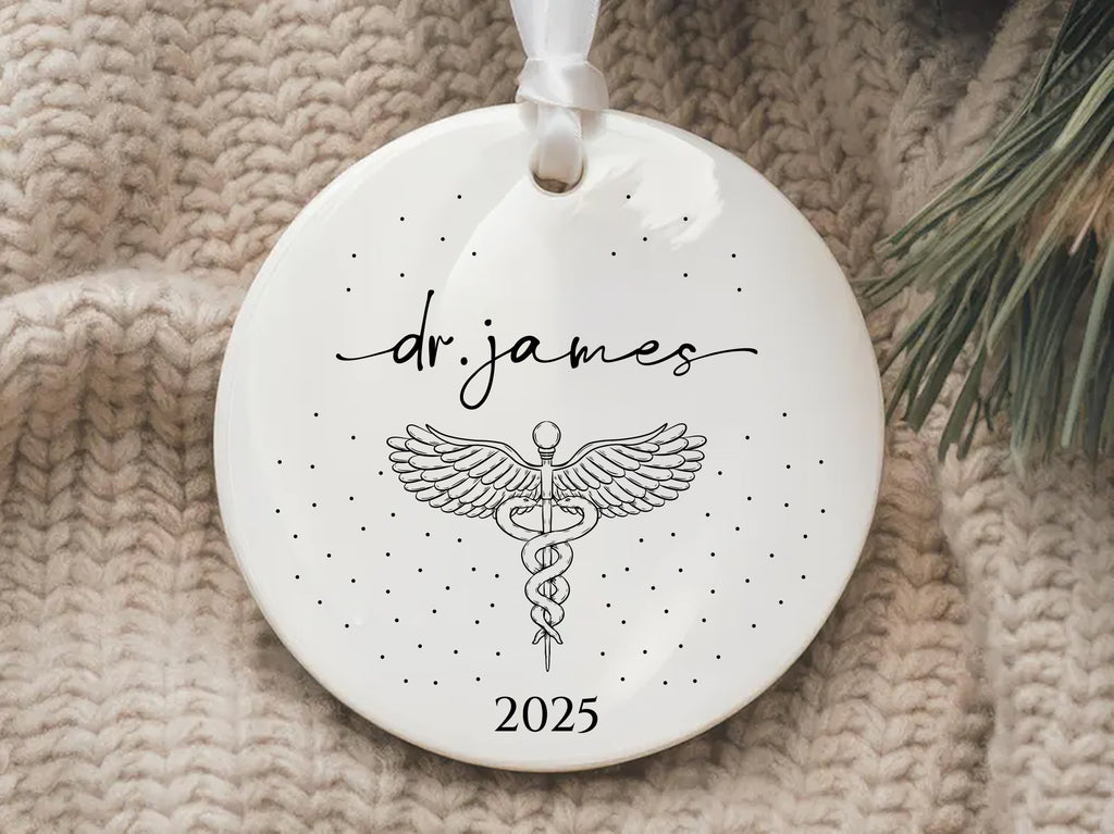 Personalized Doctor Graduation Ornament, New Doctor Ceramic Keepsake, Medical School Grad Gift, Med School Graduate Gift for Her, 2025 Decor