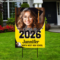 Personalized Graduation Yard Sign 2026 with Photo, Custom College Logo Sign, Class of 2026, Custom Graduation Yard Sign with Metal H-Stake