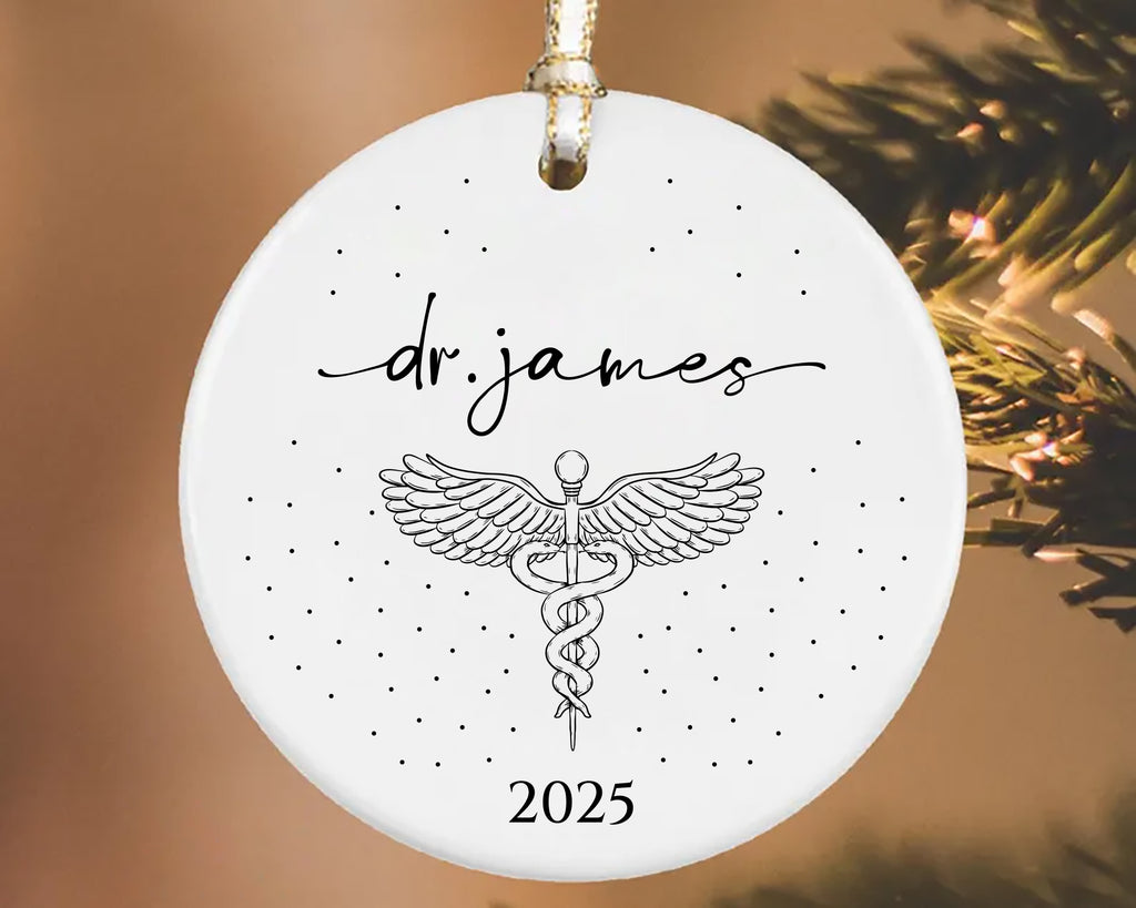 Personalized Doctor Graduation Ornament, New Doctor Ceramic Keepsake, Medical School Grad Gift, Med School Graduate Gift for Her, 2025 Decor