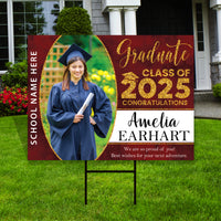 Personalized Graduation Yard Sign 2025 with Photo - Grad Sign, Class of 2025, Custom Graduation 2025 Yard Sign with Metal H-Stake