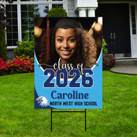 Personalized Graduation Yard Sign 2026 with Photo, Custom College Logo Sign, Class of 2026, Custom Graduation Yard Sign with Metal H-Stake