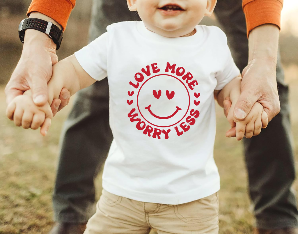 Valentine's Day Baby Shirt, Love More Worry Less Baby Outfit