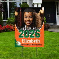 Personalized Graduation Yard Sign 2026 with Photo, Custom College Logo Sign, Class of 2026, Custom Graduation Yard Sign with Metal H-Stake