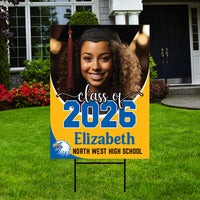 Personalized Graduation Yard Sign 2026 with Photo, Custom College Logo Sign, Class of 2026, Custom Graduation Yard Sign with Metal H-Stake