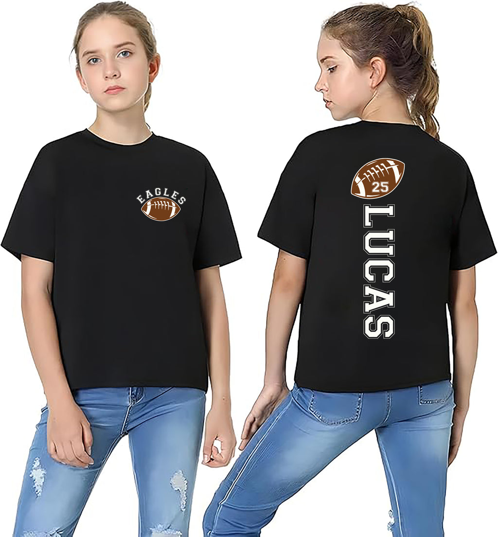 Custom Football Shirt, Personalized Football Shirt with Number, Football Mom Tee, Front Back