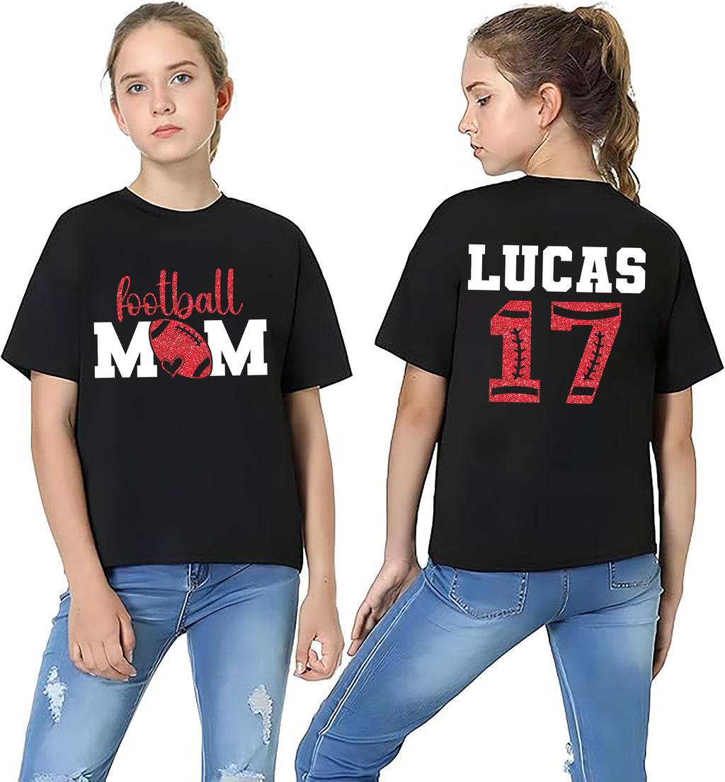 Custom Football Mom Shirt, Name and Number Football Shirt, Personalized Football Mom Tee, Front Back