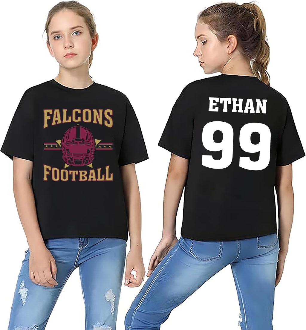 Retro Football Shirt, Personalized Name Number Mascot and Colors Shirt, Custom Game Day Team Tee, Front Back