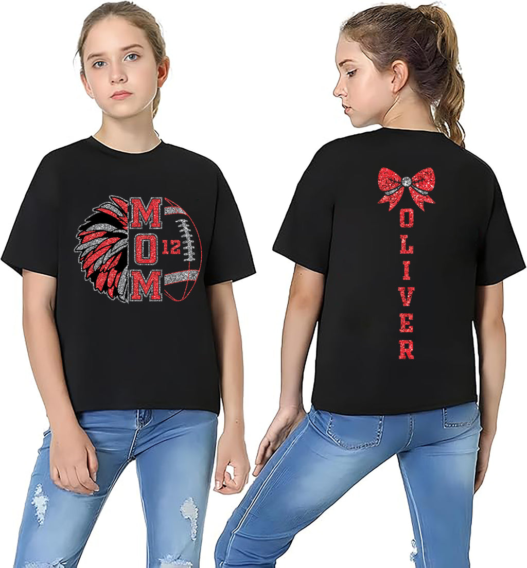 Cheer and Football Mom Shirt, Football and Cheer Mom Shirt, Game Day Tee, Front Back