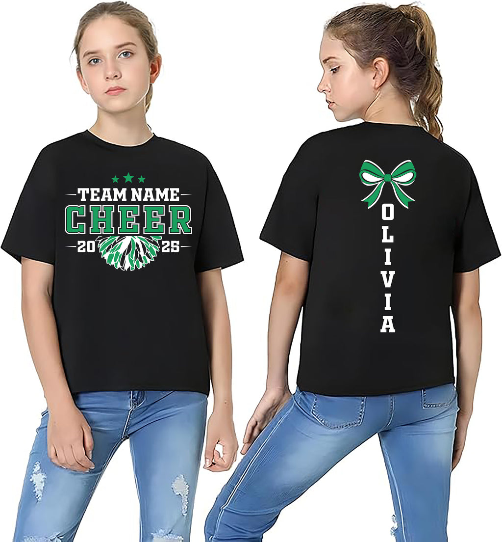 Personalized Cheer Team Name Shirt, Custom Cheerleader Gift Shirt, Cheer Mom with Name Tee, Front Back