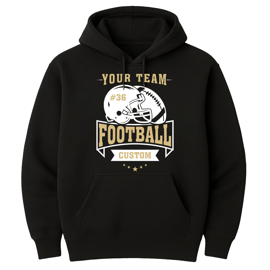 Custom Football Hoodie, Helmet and Ball Sports Shirt, Player Number Name Hoodie